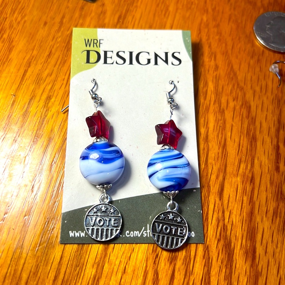 Patriotic VOTE earrings